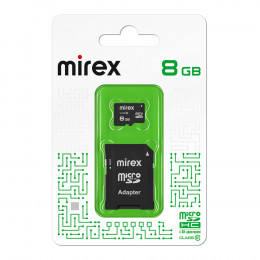 Mirex microSD 8GB Class 10+SD адаптер Карта памяти 