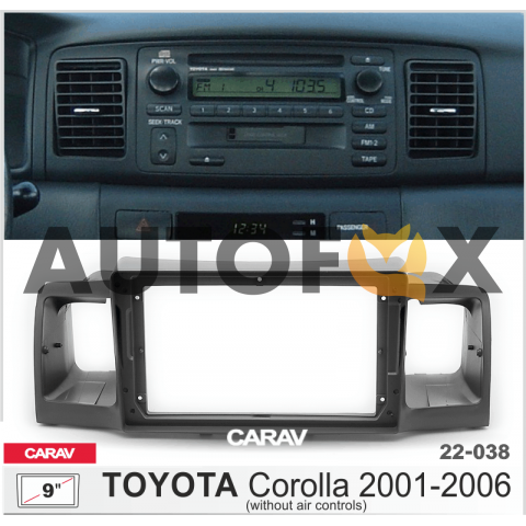 Carav 22-038: 9" РАМКА  TOYOTA Corolla 01-06 (без регул. воздухов.) т.-серая